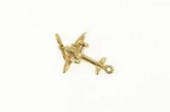 14K Yellow Gold 3D Articulated Propeller Plane Jet Charm/Pendant