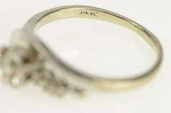 14K White Gold 1950's Diamond Asymmetrical Vintage Promise Ring