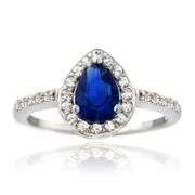 Sterling Silver Created Blue & White Sapphire Ring