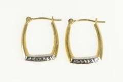14K Yellow Gold Two Tone Squared Textured Fashion Hoop Earrings