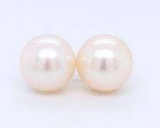 Elegant White Gold 10.5mm Pearl Stud Earrings