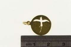 14K Yellow Gold Bermuda Long Tail Bird Cut Out Round Charm/Pendant