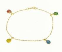 18K Yellow Gold Enamel Rainbow Lady Bug Lucky Bracelet