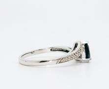 14kt Solid White Gold, Blue Sapphire, & Diamond Ring