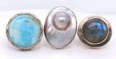 Lot of 3 Vintage 925 Sterling Silver Rings