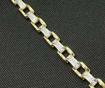 TWO TONE MENS 1.00 CARAT T.W. DIAMOND BRACELET IN 14K YELLOW AND WHITE GOLD