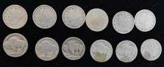 12 U.S. Nickels - Buffalo and V
