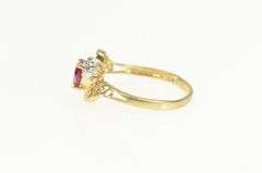 10K Yellow Gold Heart Syn. Ruby Diamond Accent Bypass Ring