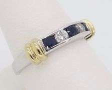 Two-Tone Diamond & Blue Sapphire Channel Set Band