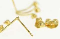 14K Yellow Gold Fanned CZ Curved Bar Vintage Stud Earrings