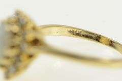 14K Yellow Gold Pearl Opal Diamond Cluster Halo Engagement Ring
