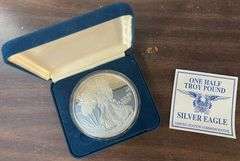 Superb One Half Troy Pound pure Silver Eagle dated 2000. Box/COA