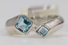 Sterling Silver Natural Blue Topaz Gemstone Ring Size 7