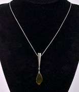 Amber Gem Pendant Necklace In Sterling Silver
