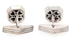 Black Onyx and 0.15ctw Diamond Frame Cufflinks in 18K
