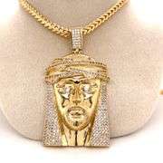 14K YELLOW GOLD JESUS FACE CHARM WITH CHAIN