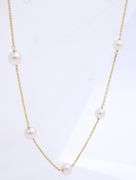 5.5mm Pearl Station Yellow Gold Necklace