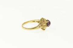 14K Yellow Gold 1960's Natural Star Ruby Leaf Design Vintage Ring