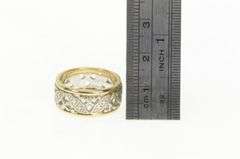 14K Yellow Gold 1940's Ornate 8.6mm Patterned Lattice Band Ring