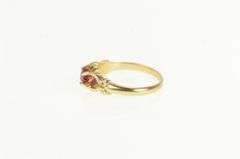 14K Yellow Gold Round Sim. Ruby Ornate Vintage Statement Ring
