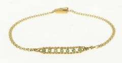 14K Yellow Gold Retro Emerald Inset Bar Square Chain Vintage Bracelet