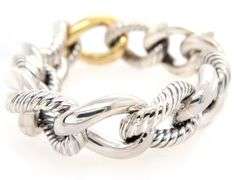 David Yurman Oval Two Tone Link Bracelet in Bonded 18K and Sterling
