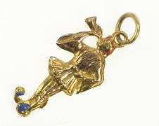 14K Yellow Gold Enamel Renaissance Court Trumpet Player Charm/Pendant