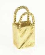 14K Yellow Gold 3D Shopping Gift Bag Fashion Purse Charm/Pendant