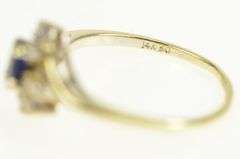 14K Yellow Gold Sapphire Diamond Accent Bypass Statement Ring