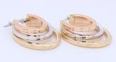 Fantastic Tri Color Gold Graduted Oval Hoop Earrings