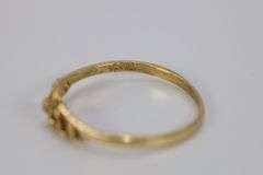 14k Yellow Gold White CZ Solitaire Heart Promise Ring Size 7.5