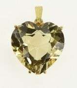 14K Yellow Gold Heart Smoky Quartz Love Symbol Statement Pendant