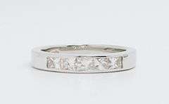 14kt Solid White Gold & Diamond Band