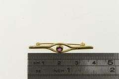 14K Yellow Gold 1960's Ornate Ruby Split Vintage Bar Pin/Brooch