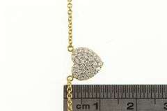 14K Yellow Gold 0.30 Ctw Pave Diamond Heart Love Chain Necklace