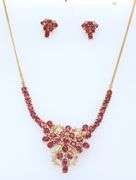 Masterpiece approximate 9.75ctw Ruby and Diamond Thai Necklace and Earrings in Yellow Gold