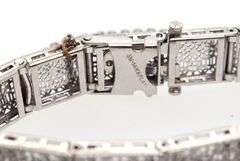 Vintage 0.28ctw Diamond and Synthetic Sapphire Scroll Milgrain Bracelet in 14K and Platinum