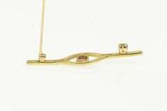 14K Yellow Gold 1960's Ornate Ruby Split Vintage Bar Pin/Brooch