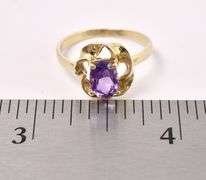 Beauteous Purple Amethyst Ring In Yellow Gold