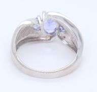 Powerful White Gold 1ctw Tanzanite and Diamond Bypass Ring