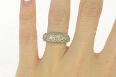14K Yellow Gold 0.90 Ctw Pave Diamond Rounded Band Ring
