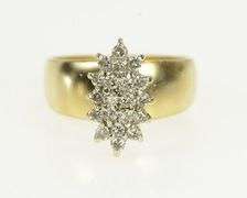 14K Yellow Gold 0.40 Ctw Diamond Marquise Cluster Vintage Ring