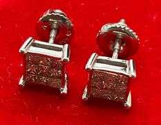 14K WHITE GOLD AND DIAMOND STUDS