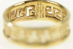 14K Yellow Gold 6.3mm Greek Wave Filigree Pattern Band Ring