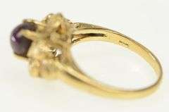 14K Yellow Gold 1960's Natural Star Ruby Leaf Design Vintage Ring