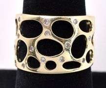 Unique Diamond Ring In 14K Yellow Gold