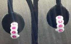 EXQUISITE BEAUTY HALO RUBY AND DIAMOND  EARRINGS IN 14K WHITE GOLD