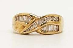 14kt Solid Yellow Gold & Diamond Band Ring
