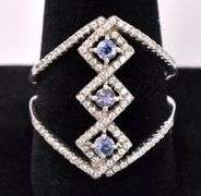 Purple Iolite And White Topaz Ring In Sterling Silver