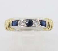 Two-Tone Diamond & Blue Sapphire Channel Set Band